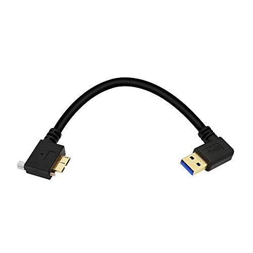 microbケーブル(右-左) SinLoon microbケーブル l型 usb 3.0 micro b cable a - microb Micro B オス-USB3.0 A オス 高速転送 5Gbps データの同期と充電 金メッキ パネルマウントロック