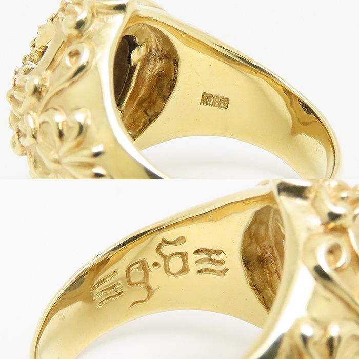 ◆Ｋ１８　デザインリング◆ダイヤモンド　パヴェ　◆カルセドニー＆オニキス k18 カルデローニ(CALDERONI GIOIELLI ） パヴェ リング | Mei