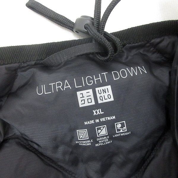 ユニクロ　UNIQLO ブラック XXL ウルトラライトダウンロングベスト UNIQLOウルトラライトダウンXXL UNIQLO ウルトラライトダウン