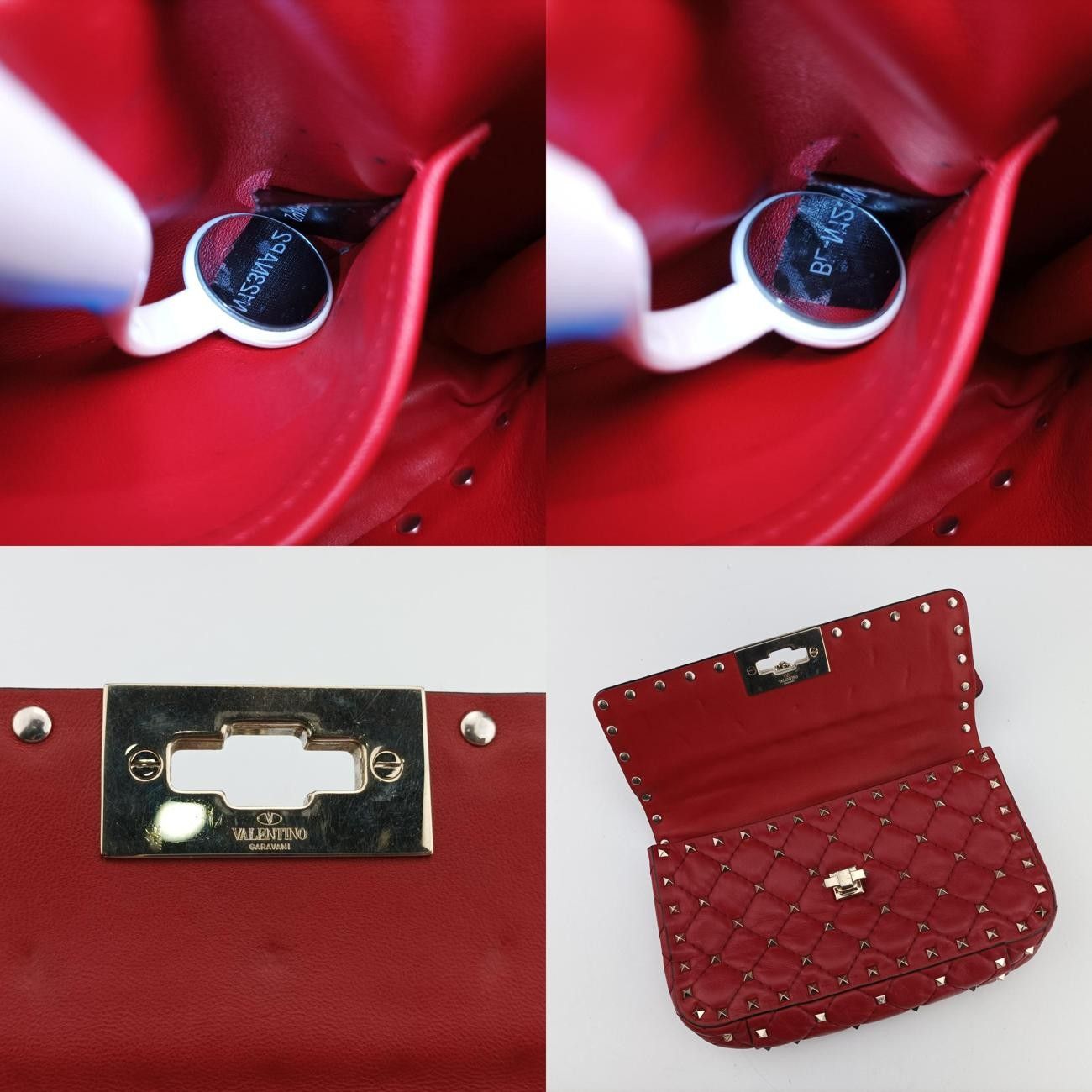 ヴァレンティノValentinoロックスタッズスパイクレッドラムスキンBL-N123NAP2