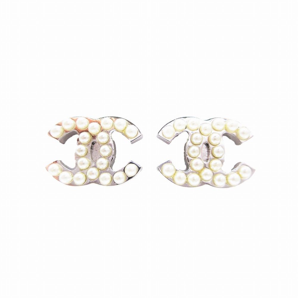 CHANEL シャネル 05V パール ココマーク ピアス 両耳 シルバー レディース