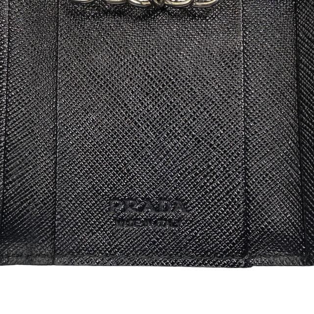 PRADA プラダ 6連 キーケース コンパクト ロゴ レザー グレー ブラック 美品 PRADA プラダ 三角ロゴプレート ブラックカラー ナイロン 6連