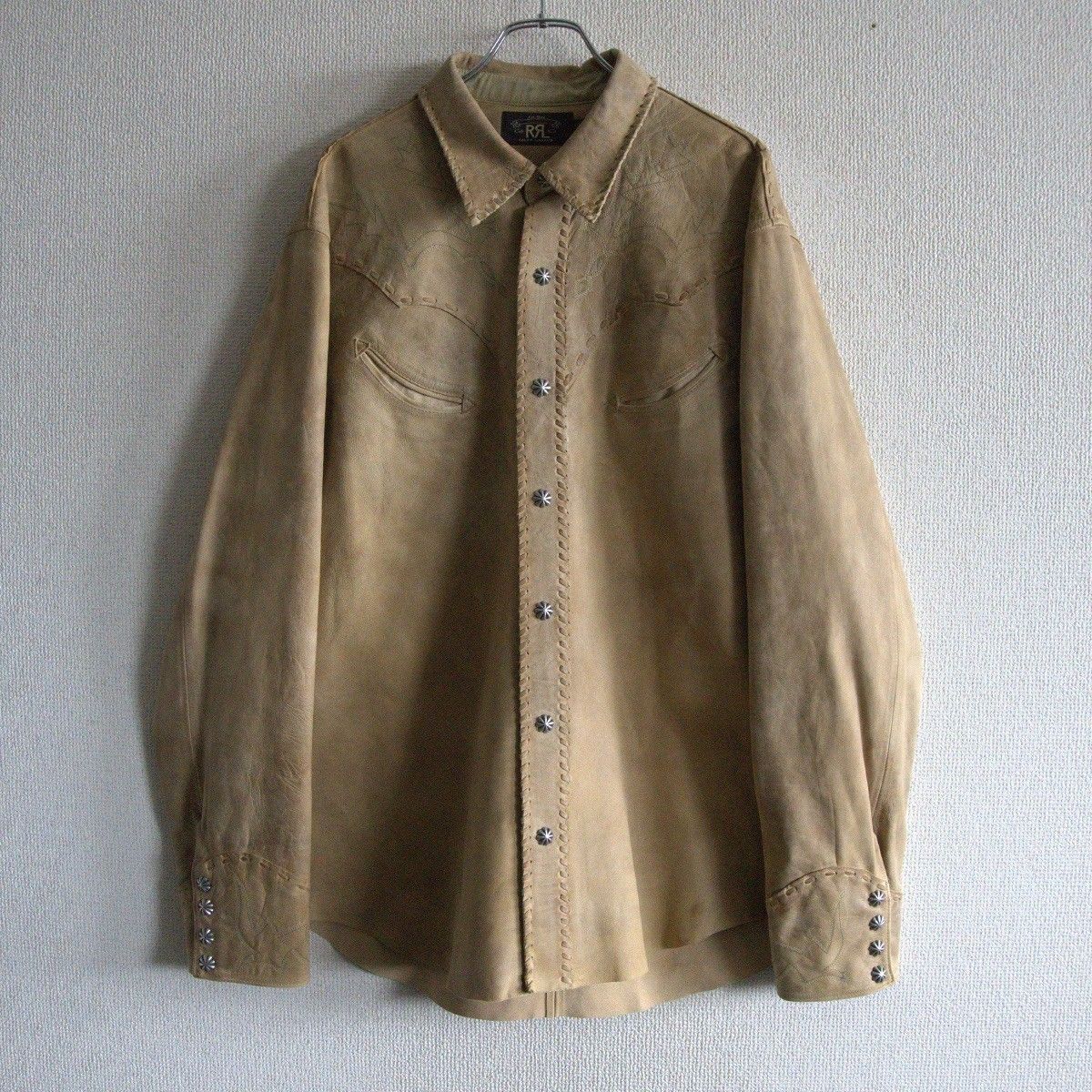 激レア！未使用品RRL(限定品)スエード ウエスタンシャツ M 最高級】RRL【Sheepskin Western Shirt】L レザー ウエスタン