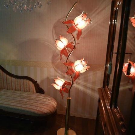 フロアスタンドライト ランプ 室内エッセンス ロータスフラワーランプ ゴールド 照明器具 LED電球対応 北欧 アンティーク クラシック 4004