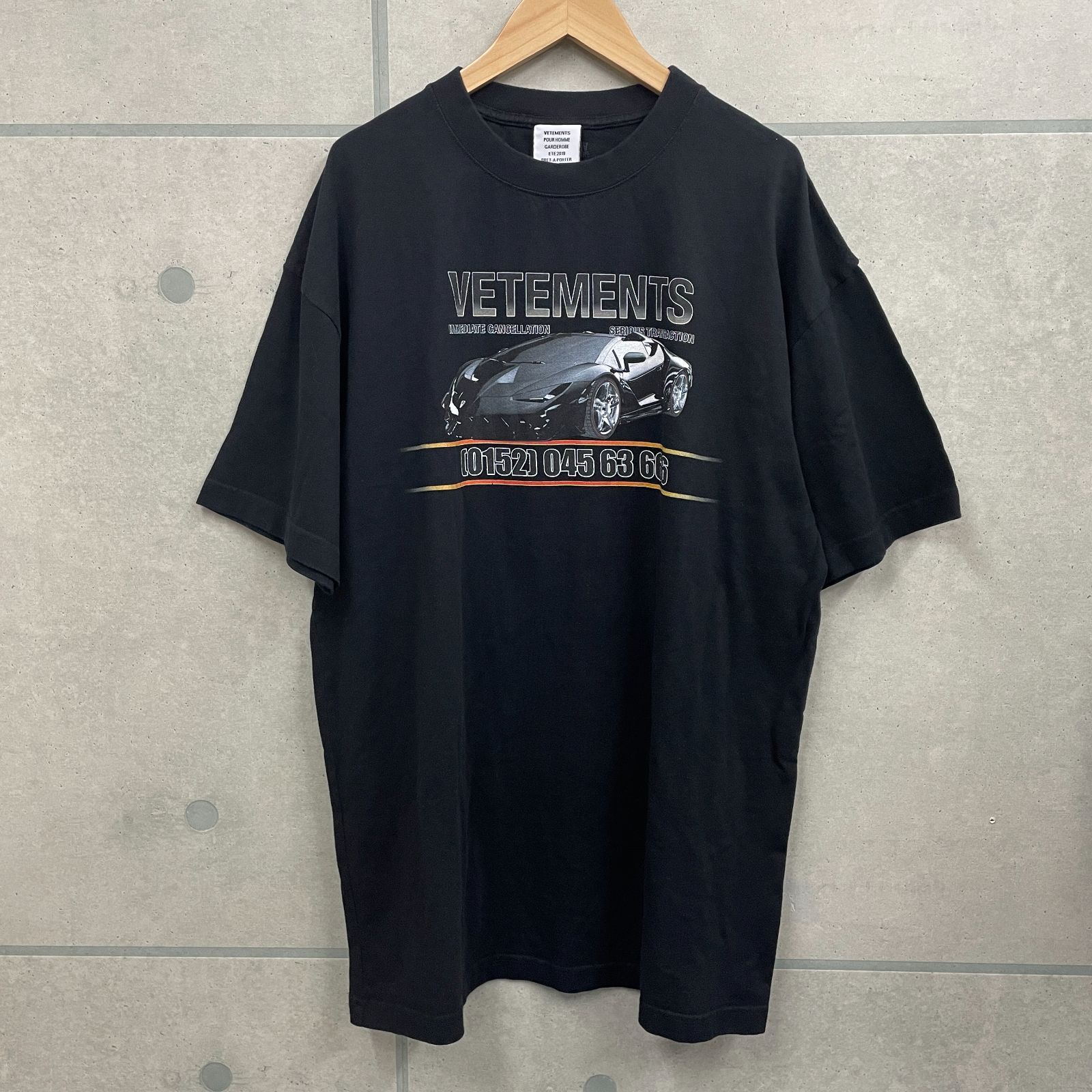 VETEMENTS ヴェトモンの2019SS ランボルギーニTシャツ XS レア 希少 VETEMENTS ヴェトモン POUR HOMME 2019SS CAR HOTLINE