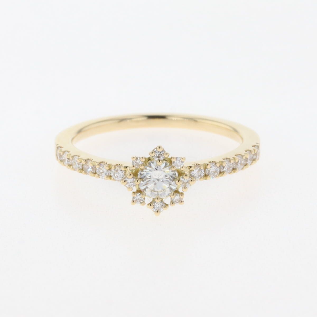 ダイヤモンド デザインリング YG イエローゴールド 指輪 メレダイヤ  