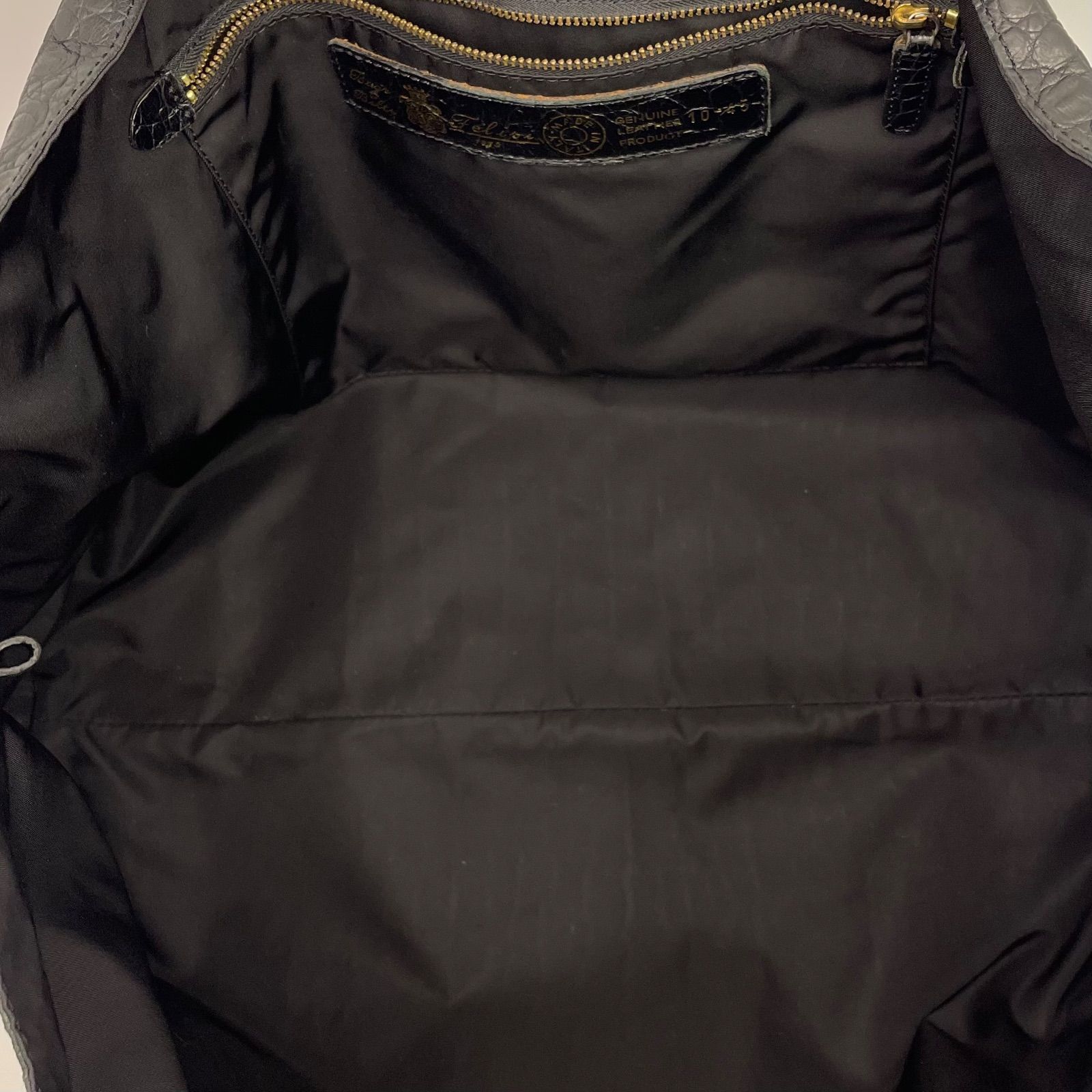 ✨Felisi フェリージ 10-45 ブラック クロコ型押し トートバッグ