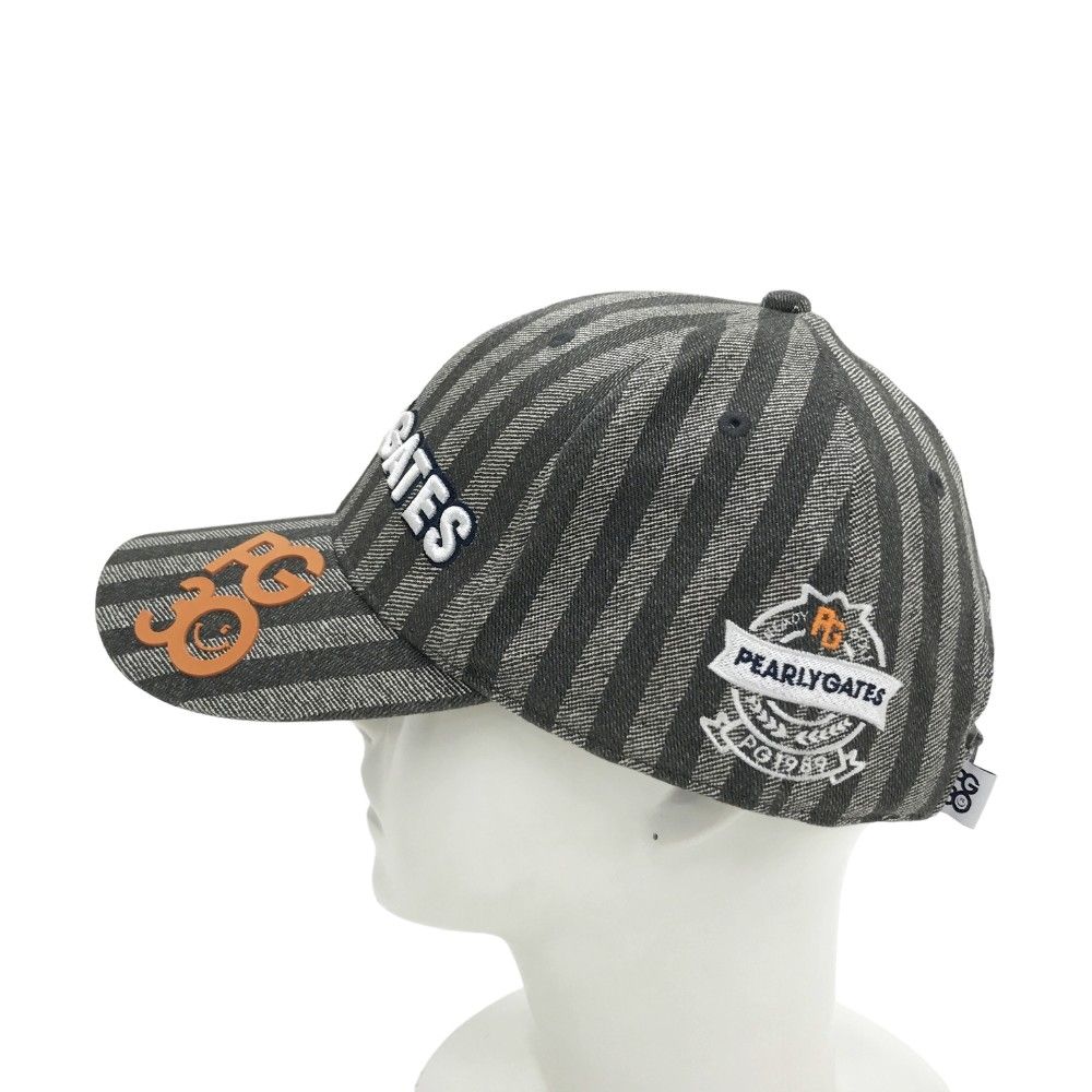 パーリーゲイツ　PEARLY GATES PEARLY GATES パーリーゲイツ 30周年 キャップ ストライプ柄 グレー系