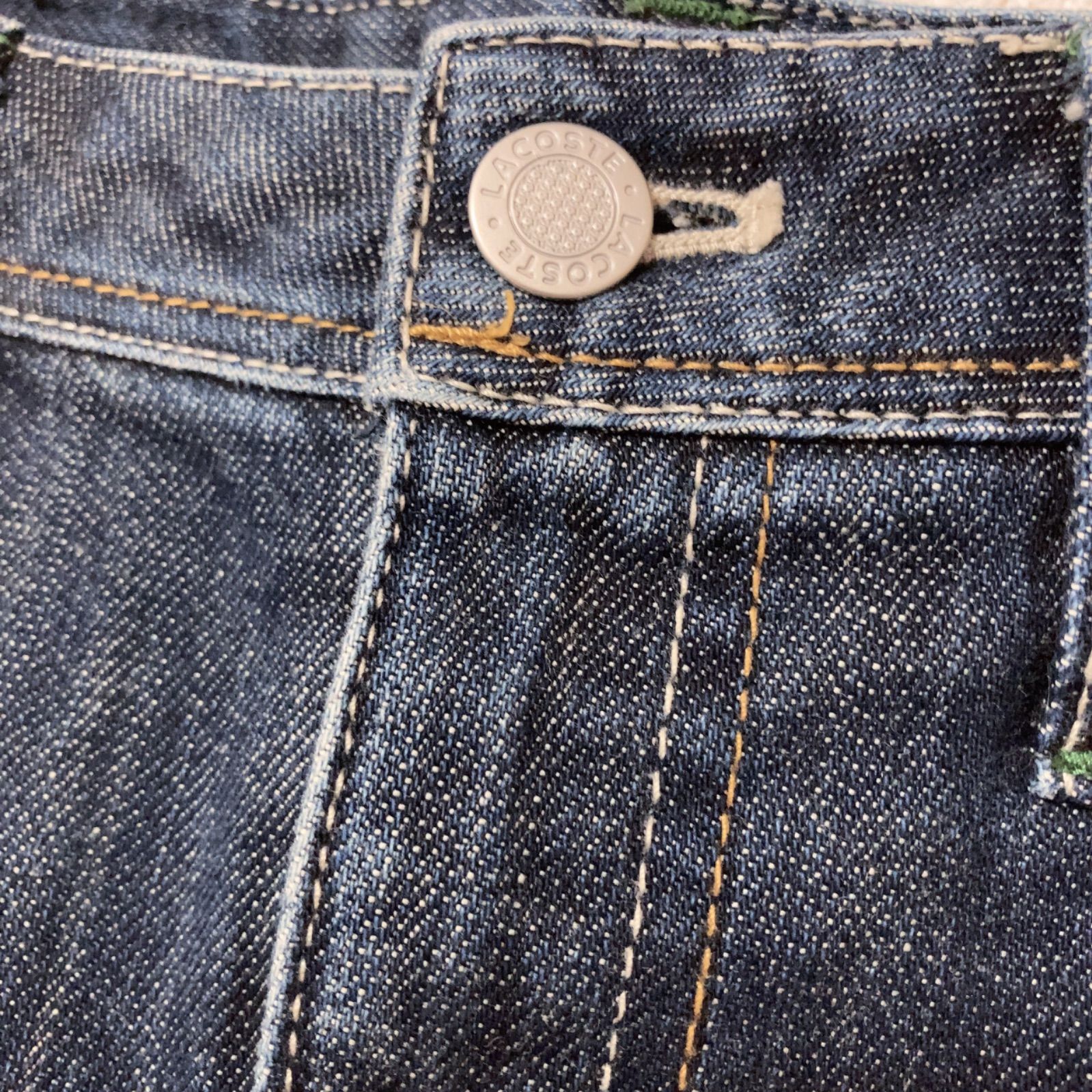 Z1440【美品】LACOSTE ラコステ デニムミニスカート ハート刺繍