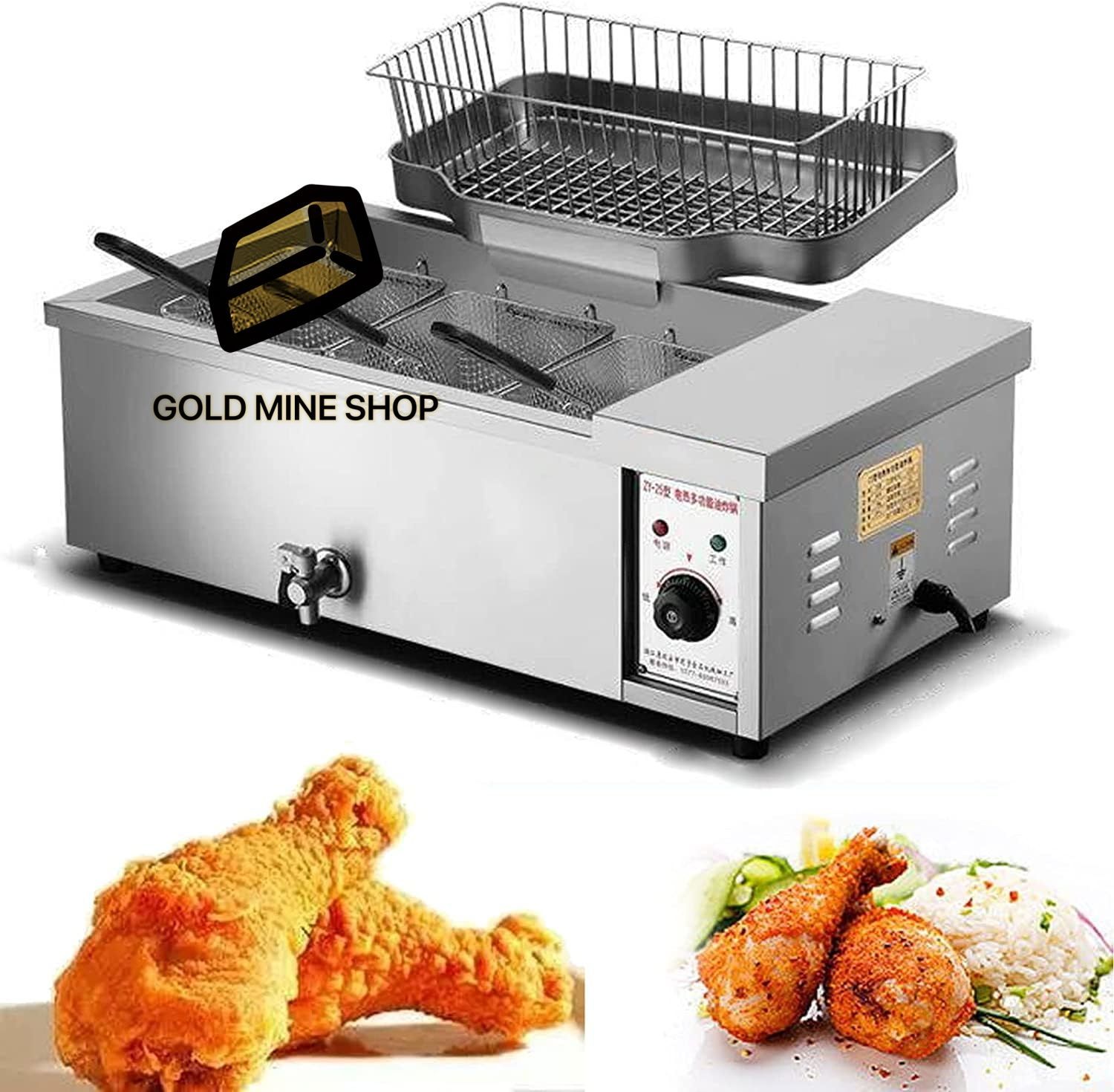 家庭用業務用フライヤー バスケット付き ステンレス製蛇口タンクフライヤー 4000W チキン エビ フライドポテト レスタの揚げ物用 25l