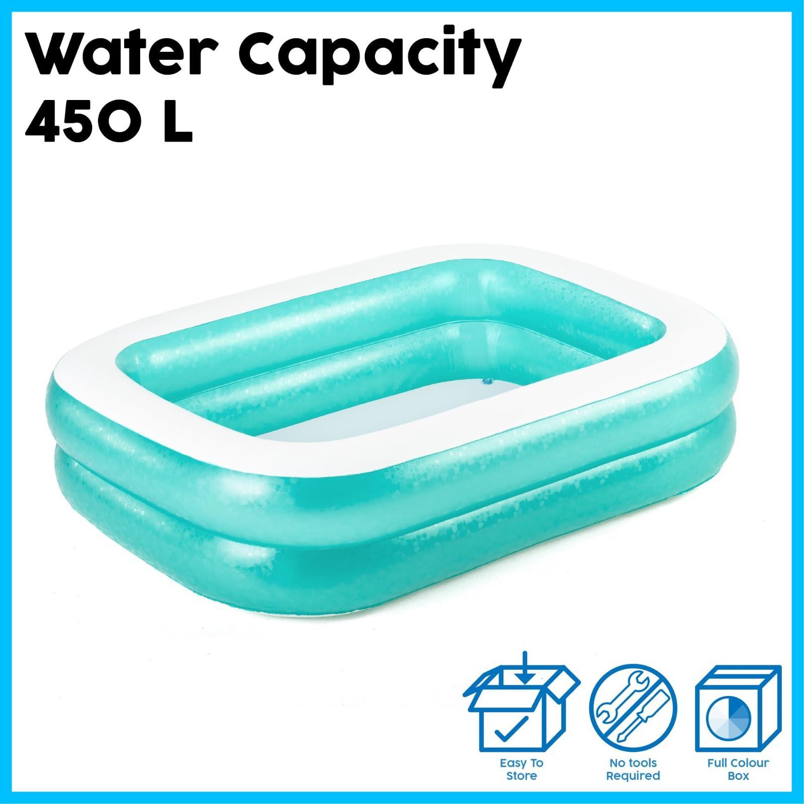 【大人気】膨脹可能な家族用プール、青い長方形、水容量450L CGN