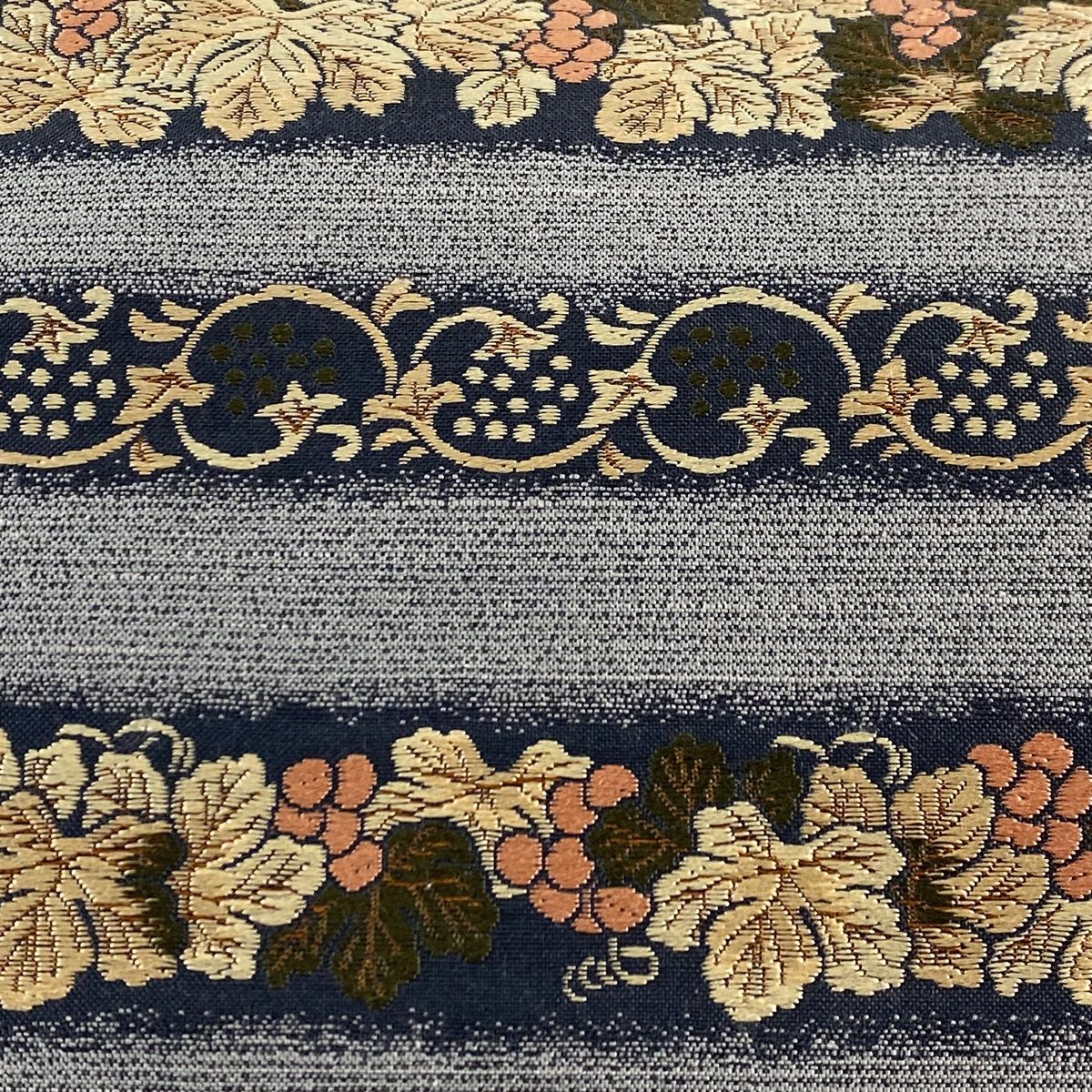 袋帯 秀品 葡萄 段縞 刺繍 青紫 六通 正絹 【中古】 - メルカリ