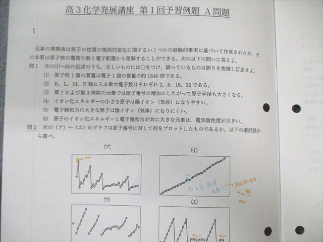 鉄緑会 大阪校 化学発展講座 第1/2分冊 テキスト/問題集 通年