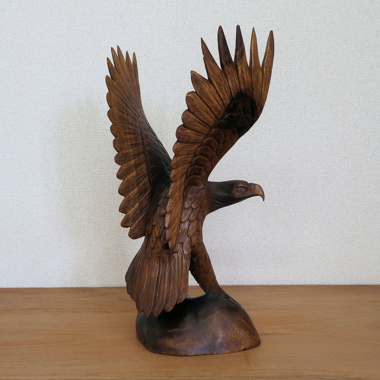 イーグルの木彫り50cm 右向き 鷲の木彫り置物 オブジェ オーナメント 