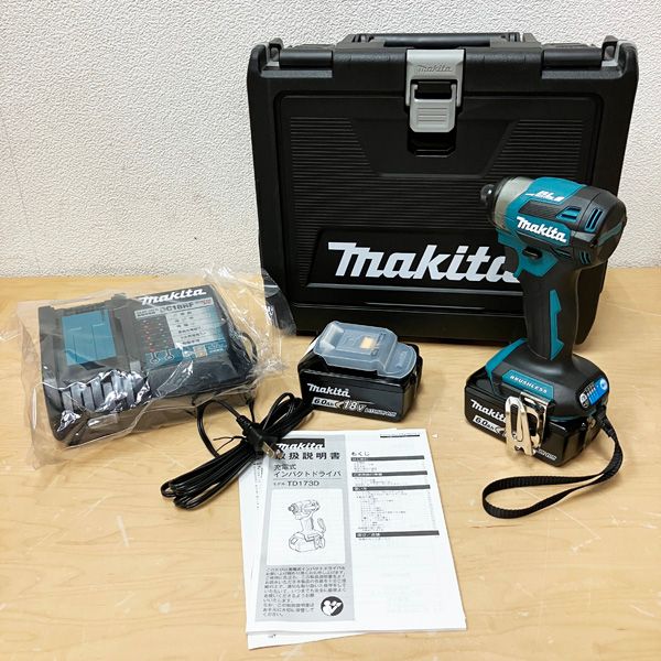 マキタ /Makita【未使用品】充電式 インパクトドライバ 18V6Ah バッテリ2本 充電器 ケース付 TD173DRGX