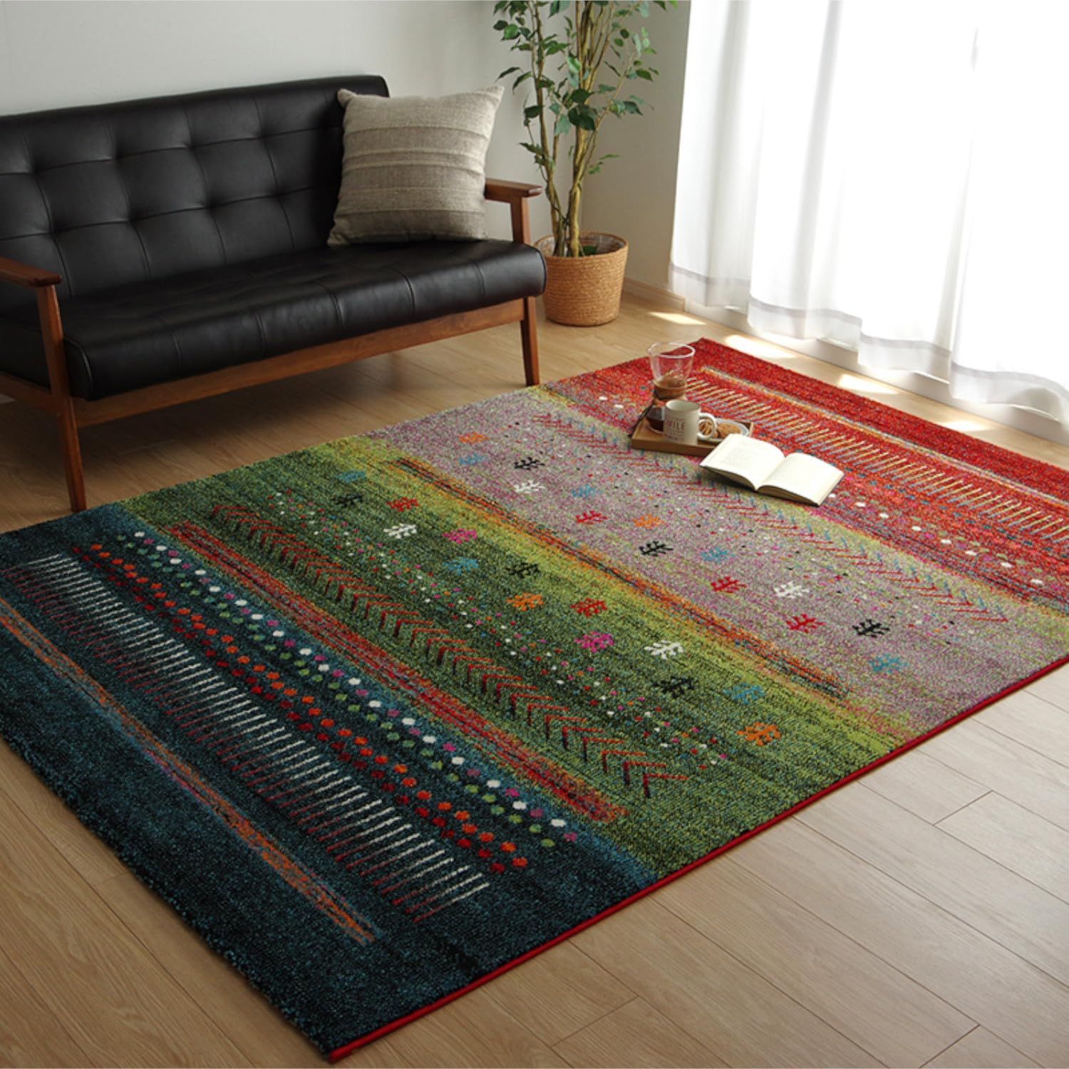 トルコ製 ラグマット/絨毯 【ネイビー 約133×190cm】 長方形