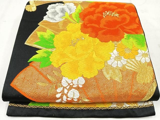 平和屋着物◎六通柄袋帯 花丸文 金糸 引箔 正絹 逸品 AAAE2328Bfw