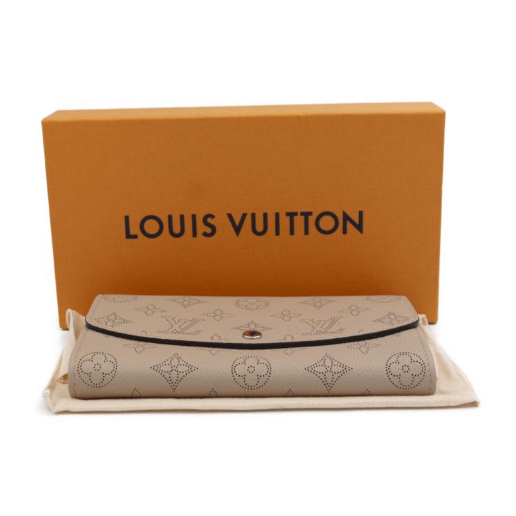 LOUIS VUITTON ルイ ヴィトン  ポルトフォイユ イリス 二つ折り財布 M60144 モノグラムマヒナ   ガレ ベージュ系 シルバー金具  長財布 ビトン 【本物保証】