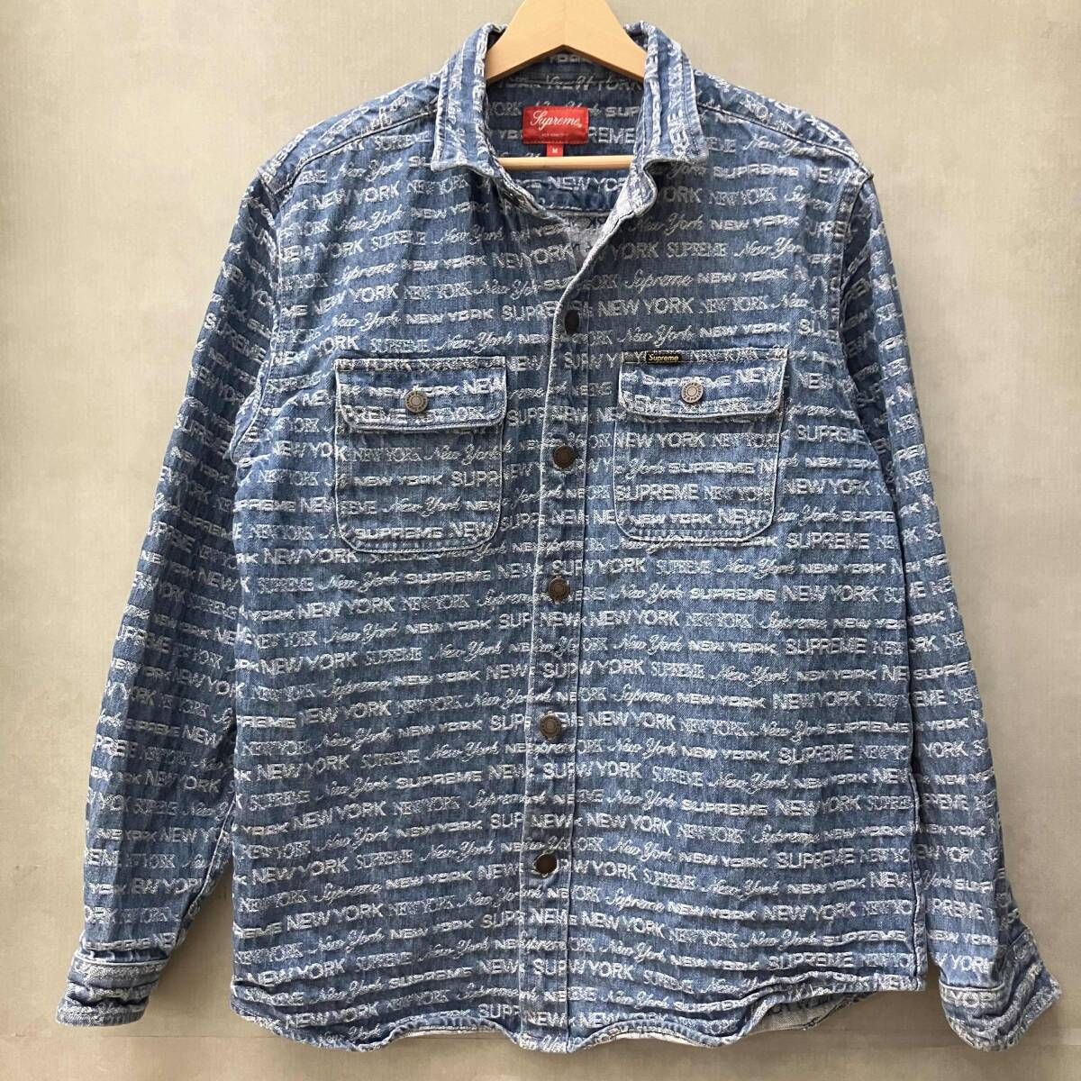 Supreme シュプリーム 22W Multi Type Jacquard Denim Shirt Gジャン デニムジャケット Mサイズ