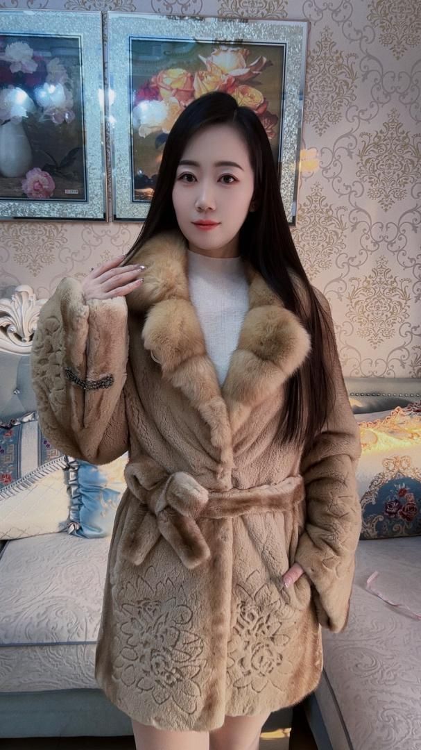 上セーブルファー襟 上質シェアードミンクコートファーコート