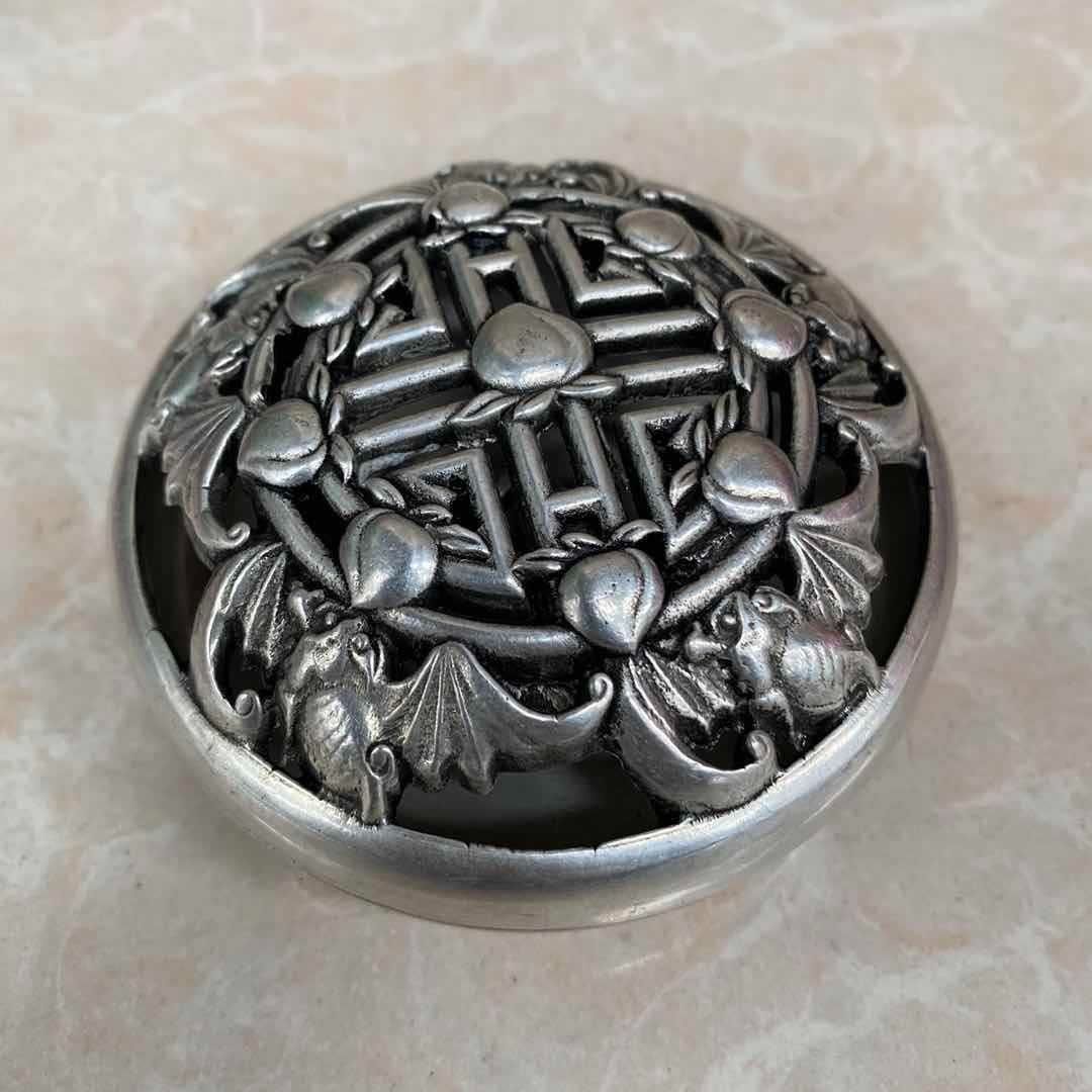 銅細工 透かし彫りの五福献寿薫香炉 香道具 装飾品 工芸品 美術
