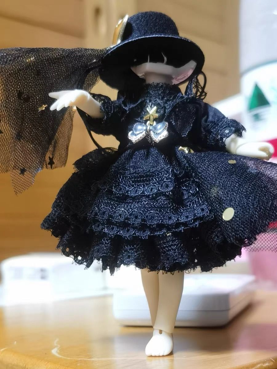 JANAYA ハンドメイド　オビツ11服　黒色レースワンピース　4点セット