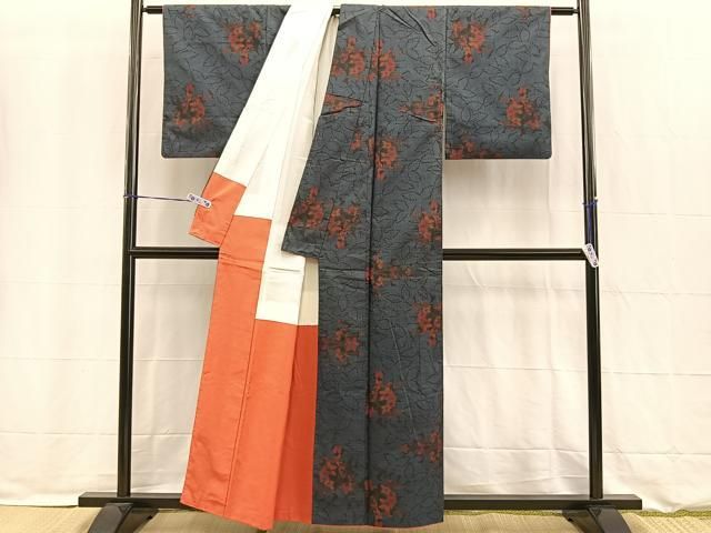平和屋着物□本場大島紬 泥染め 7マルキ 麻の葉文様 正絹 逸品
