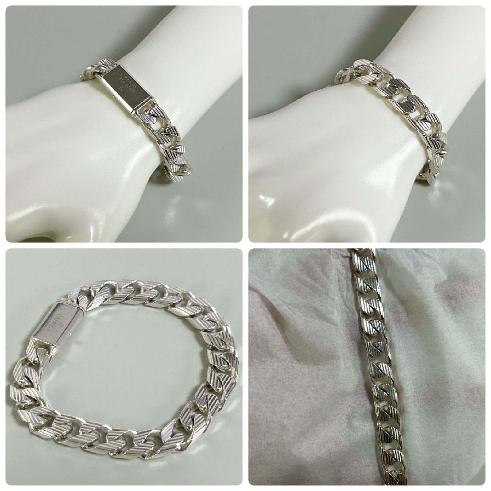 グッチ ブレスレット 喜平 ストライプ 925 GUCCI グッチ ブレスレット 喜平 ストライプ 重厚 シルバー925 GUCCI