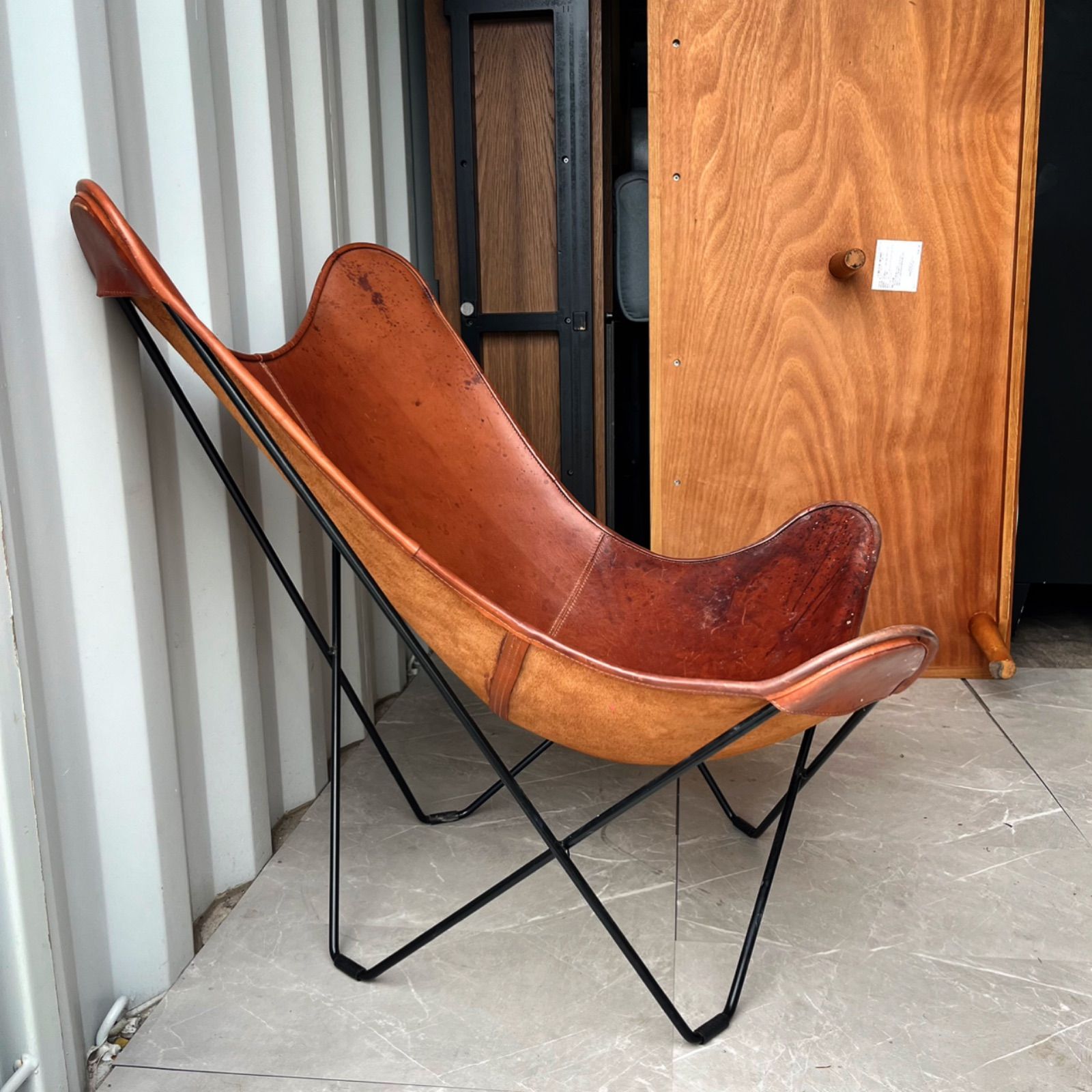 取付無料！CUERO BKF マリポサブラウン 本革 北欧 バタフライチェア