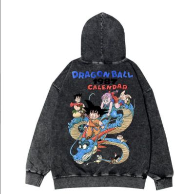 新品未使用 フード付パーカー ドラゴンボール パーカー ヴィンテージ加工 ブラック メンズ 冬 正面無地 S-3XL