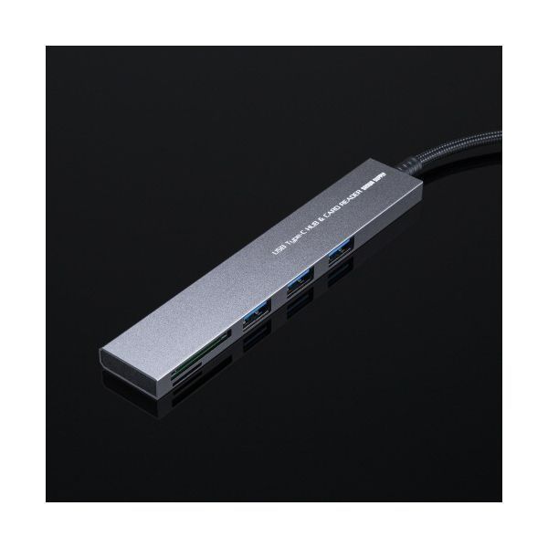 PC周辺機器 （まとめ） サンワサプライ USB 5Gbps 3ポート スリム ハブ