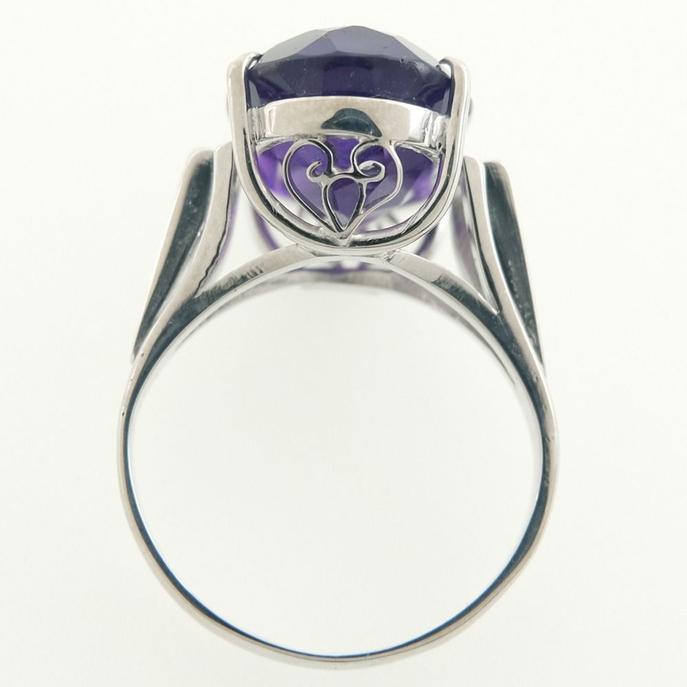 K14ホワイトゴールド×アメジスト 8.5号 レディース リング・指輪
