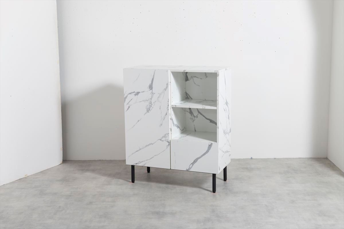 【送料無料】【幅72cm】大理石柄キャビネット ストーン柄 マーブル 棚 収納 送料無料】【幅72cm】Ellis 大理石柄キャビネット ストーン柄 マーブル