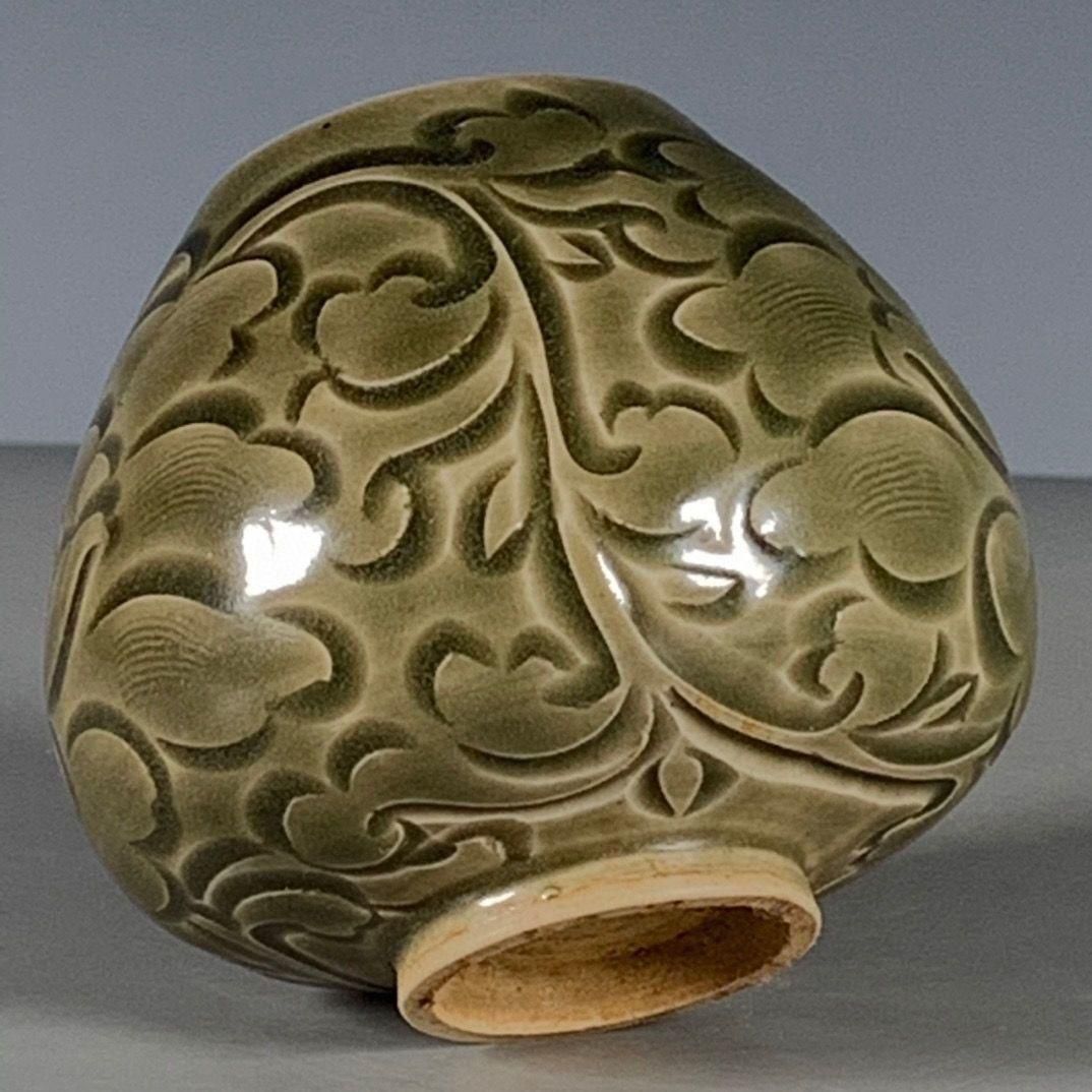 末釉纏枝模様鶏心水盆 筆洗 水盂 古文房具 装飾品 工芸品 美術品