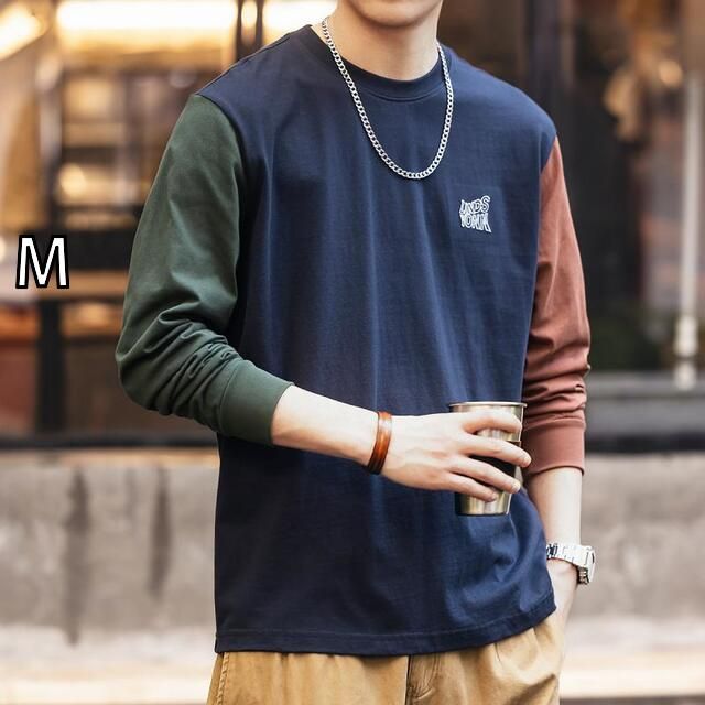 M メンズ ファッション 服 男性用 オシャレ シンプル 大人 かっこいい 大きいサイズ ストリート 紳士服 アメリカン マッチング コットン 長袖 T シャツ 夏 ファッション カジュアル トップス T シャツ