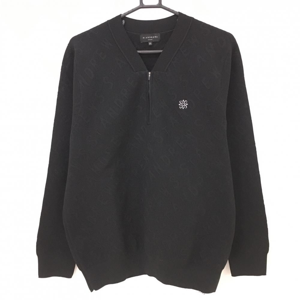 超美品】セントアンドリュース セーター 黒 ロゴ編み ハーフ