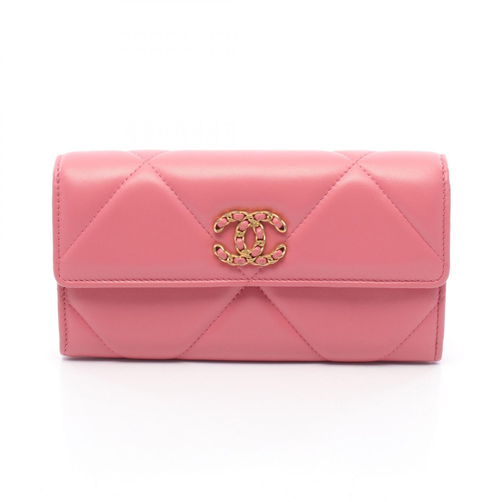 【女子力上がるコーラルピンク】CHANEL19★長財布★数量限定 CHANEL シャネル ココマーク ロング フラップウォレット ピンク