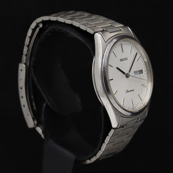 稼働 セイコー クロノス 5H23-7D40 デイデイト QZ シルバー文字盤