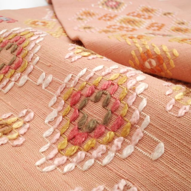 読谷山花織 伝統工芸品 本場琉球 草木染 手織 紬 着物 正絹