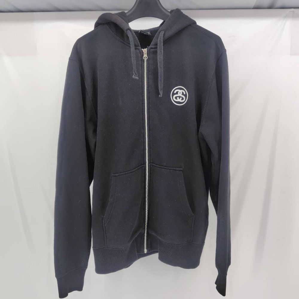 Stussy ブラック ジップアップパーカー Stussy 黒 ジップアップ