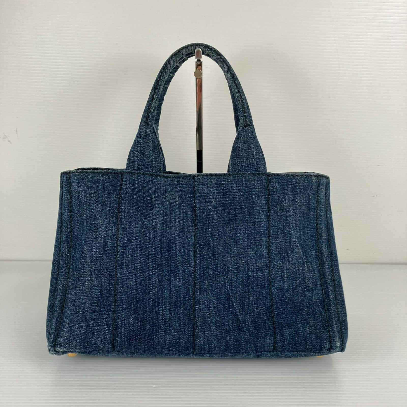 【中古品】プラダ　PRADA　カナパ　デニム　青　ハンドバッグ　B1877B　インディゴ　トートバッグ　レディース　ブルー