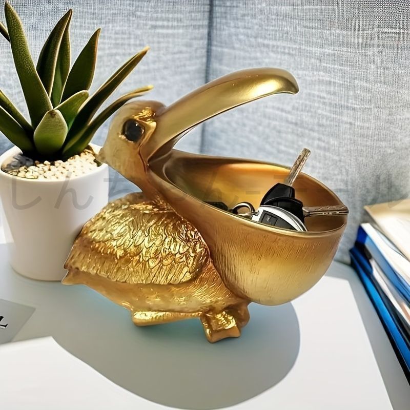 小物入れ 鍵置き 置物 インテリアトレイ オブジェ ペリカン トリ 鳥