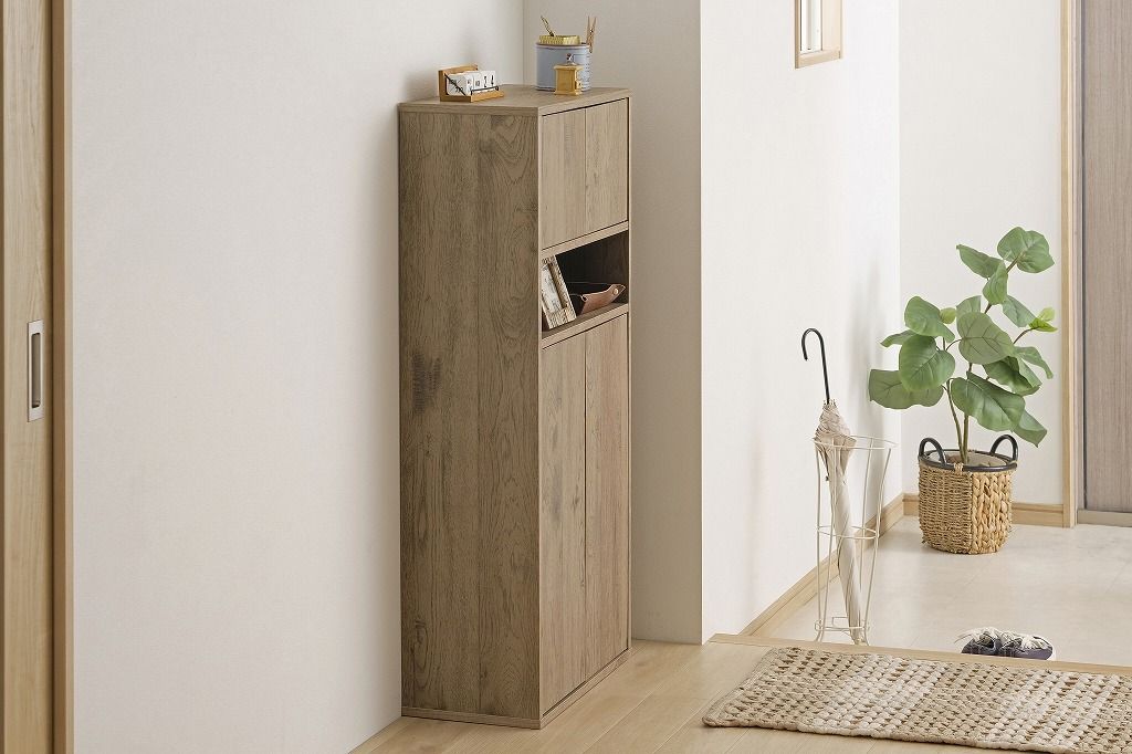 ウッドリビングキャビネット 幅約54×奥行約26×高さ約112.4cm