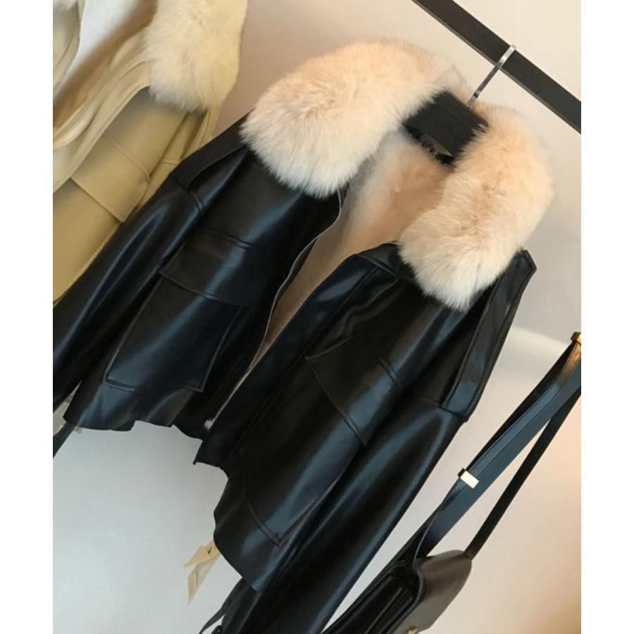 ファーライダースジャケットフェイクレザー zz0302472b10c