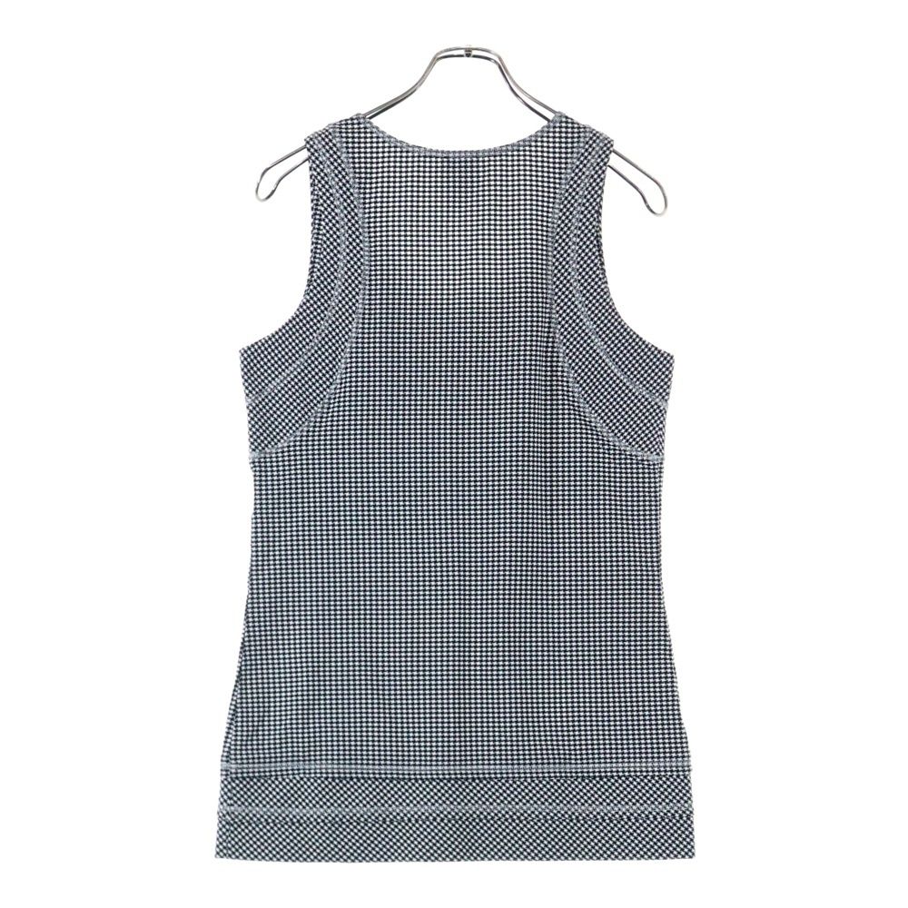 CHANEL シャネル 08 C クルーズ ココマークロゴプレート チェック総柄 ノースリーブ チュニック カットソー ワンピース ブラック ホワイト レディース