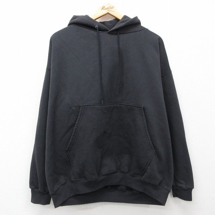 XL/古着 チャンピオン champion 長袖 スウェット パーカー メンズ 00s 無地 大きいサイズ 黒 ブラック 24sep02 中古 スエット トレーナー 