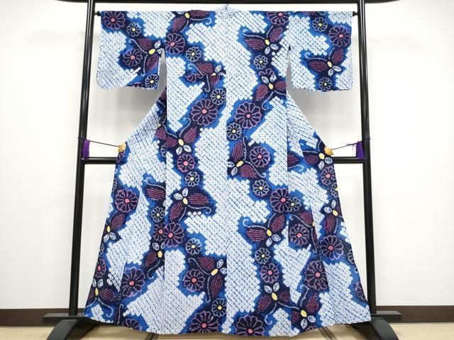 平和屋着物 上 夏物 浴衣 有松鳴海絞り 花蝶文 綿 CYAA3256s5