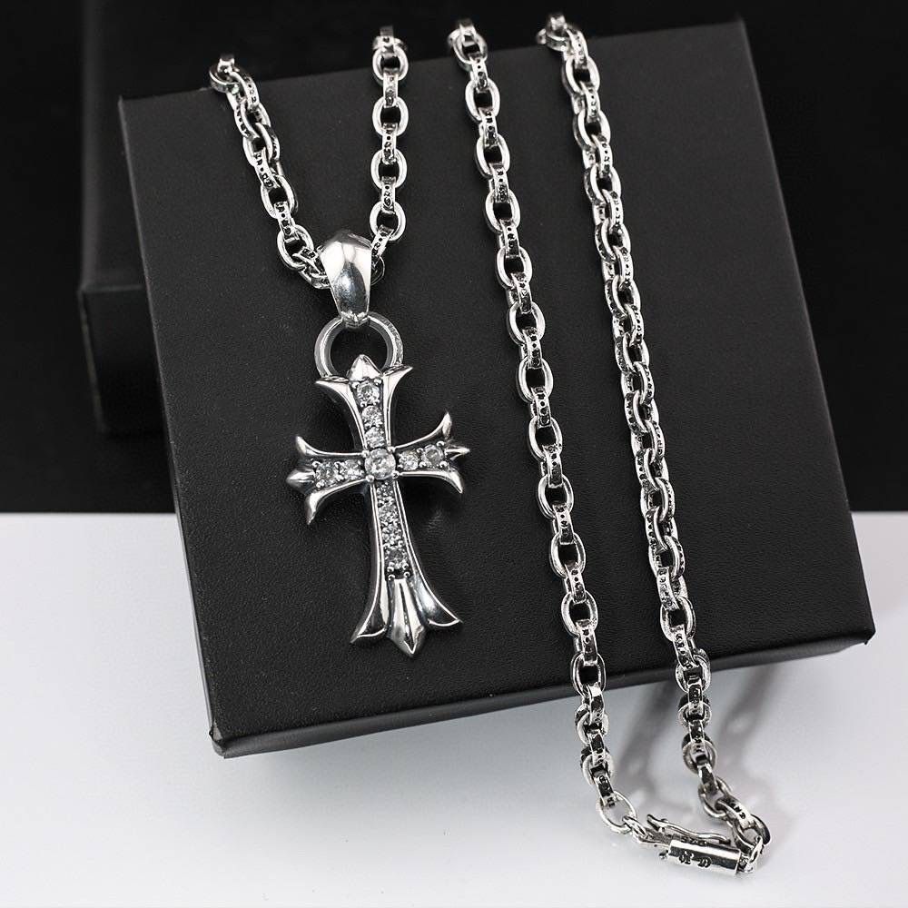 新品同様品☆CHROME HEARTS クロムハーツ SMALL BAIL / スモール ベイル PAVE DIAMOND / パヴェ ダイヤモンド ペーパーチェーン セット SV.925