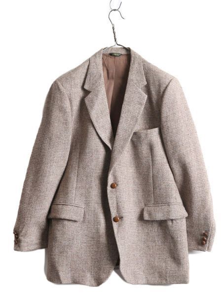 希少 STAFFORD ハリスツイード テーラードジャケット エルボ 茶 L位 80s STAFFORD HARRIS TWEED JACKET TAILORED IN US