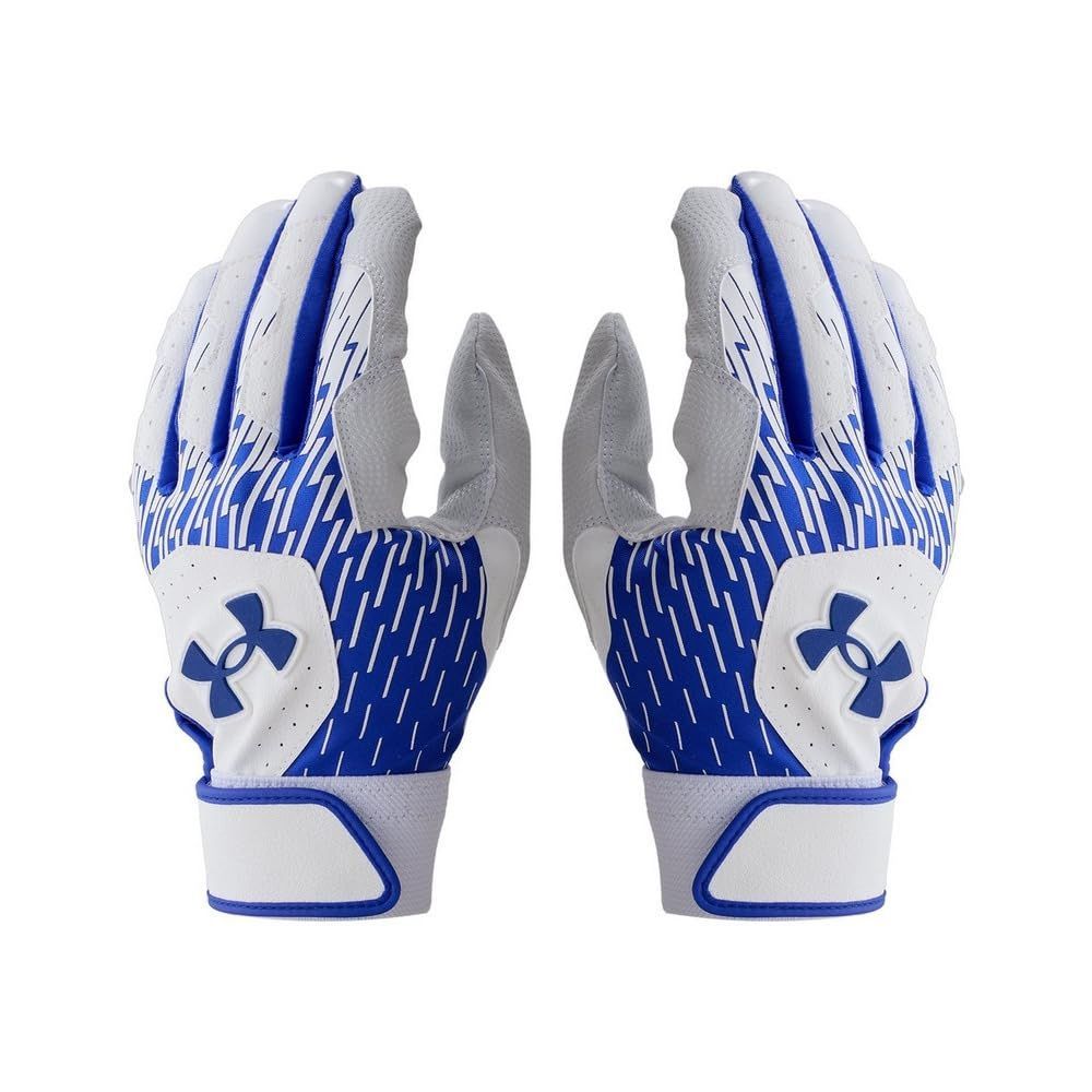 UA Clean Up Batting Gloves White/Team Royal/Team Royal LG